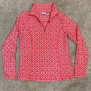 Pink Patterned Long Sleeve light Fleece Pullover